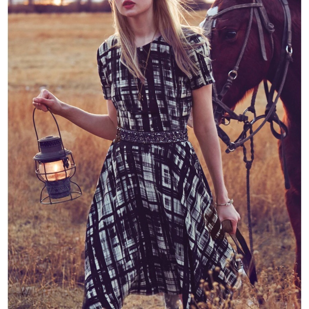 Stylish Black and White Plaid Dress